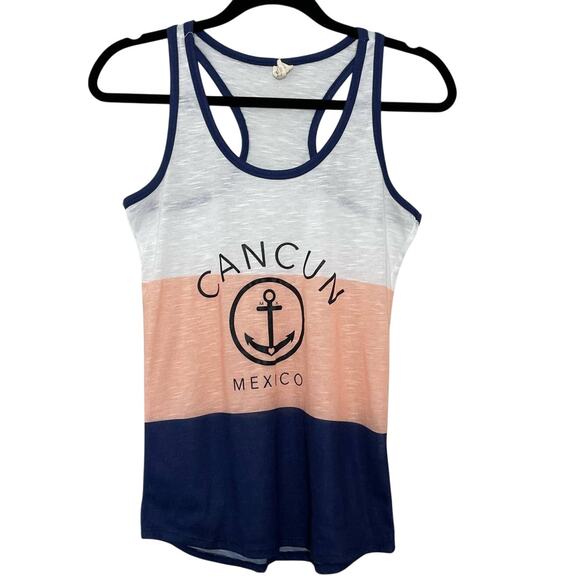 Exist Racerback Tank Top Colorblock Vacation Cancun Anchor Pullover Multicolor S - Picture 1 of 10